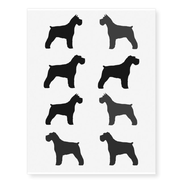 Schnauzer Silhouettes Temporary Tattoos (Front)