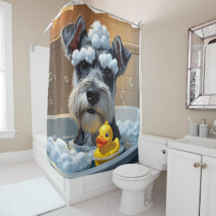 Schnauzer Sloppy Sleepy Cute Funny  Shower Curtain