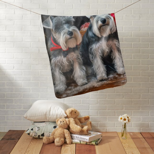 Schnauzer Snowy Sleigh Christmas Decor  Baby Blanket (In Situ)