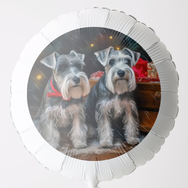 Schnauzer Snowy Sleigh Christmas Decor  Balloon (Front)