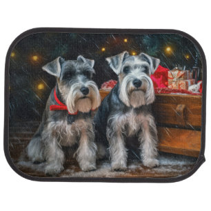 Schnauzer Snowy Sleigh Christmas Decor Car Floor Mat