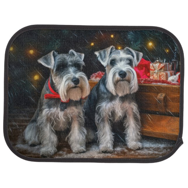 Schnauzer Snowy Sleigh Christmas Decor  Car Floor Mat (Rear)