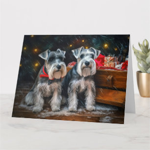 Schnauzer Snowy Sleigh Christmas Decor Card