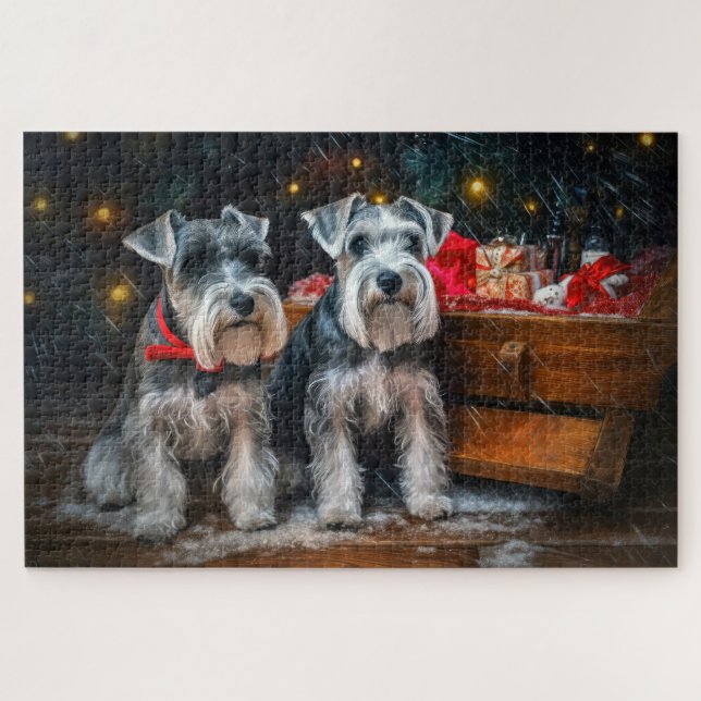 Schnauzer Snowy Sleigh Christmas Decor  Jigsaw Puzzle (Horizontal)