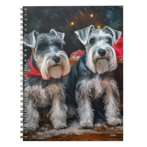 Schnauzer Snowy Sleigh Christmas Decor  Notebook