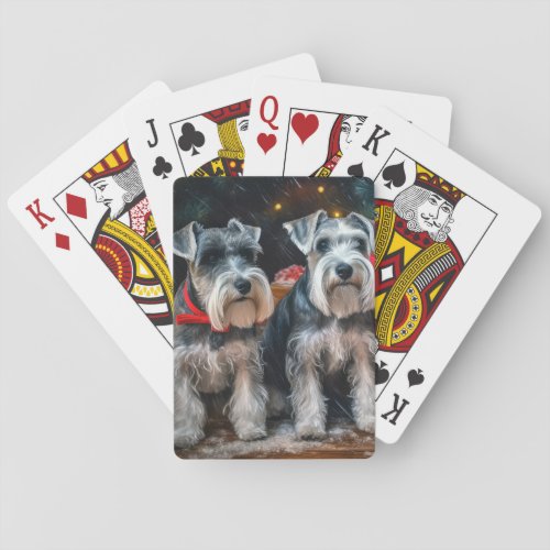 Schnauzer Snowy Sleigh Christmas Decor  Poker Cards