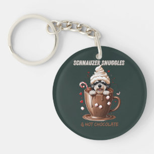 Schnauzer Snuggles & Hot Chocolate Keychain