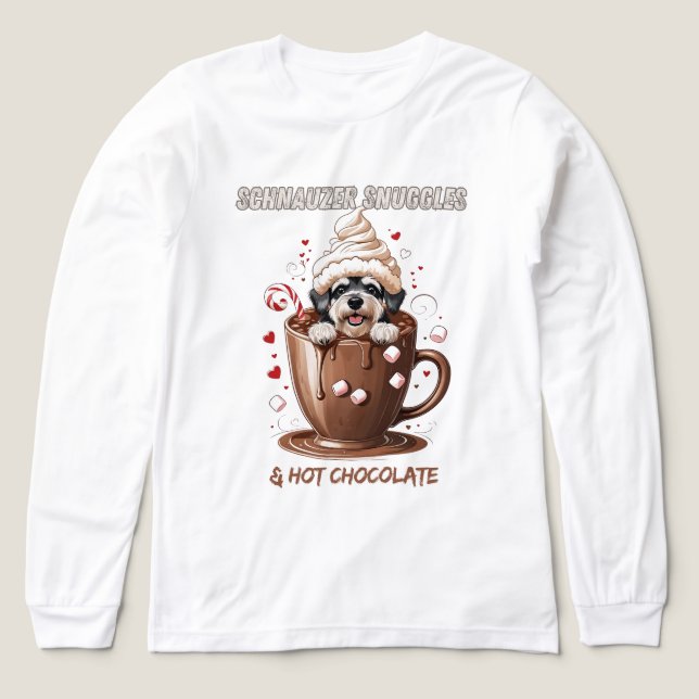 Schnauzer Snuggles & Hot Chocolate Tri-Blend Shirt (Design Front)