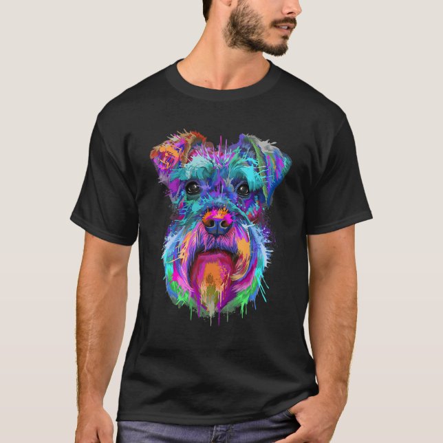 Schnauzer Splash Cute Schnauzer Owners T-Shirt (Front)