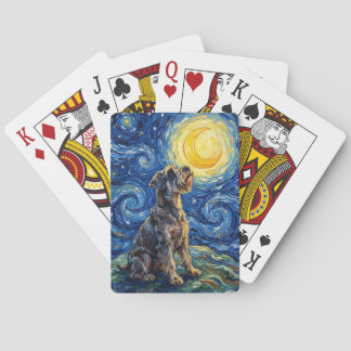 Schnauzer Starry Night Painting Poker Cards