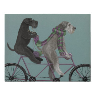 Schnauzer Tandem Faux Canvas Print