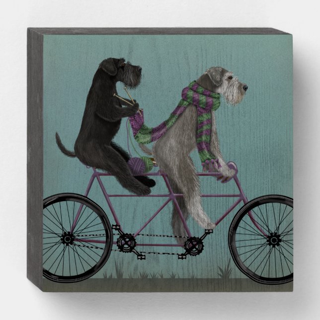 Schnauzer Tandem Wooden Box Sign (Front Horizontal)