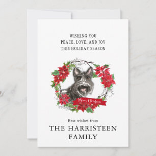 Schnauzer Terrier Black Watercolor Christmas Holiday Card