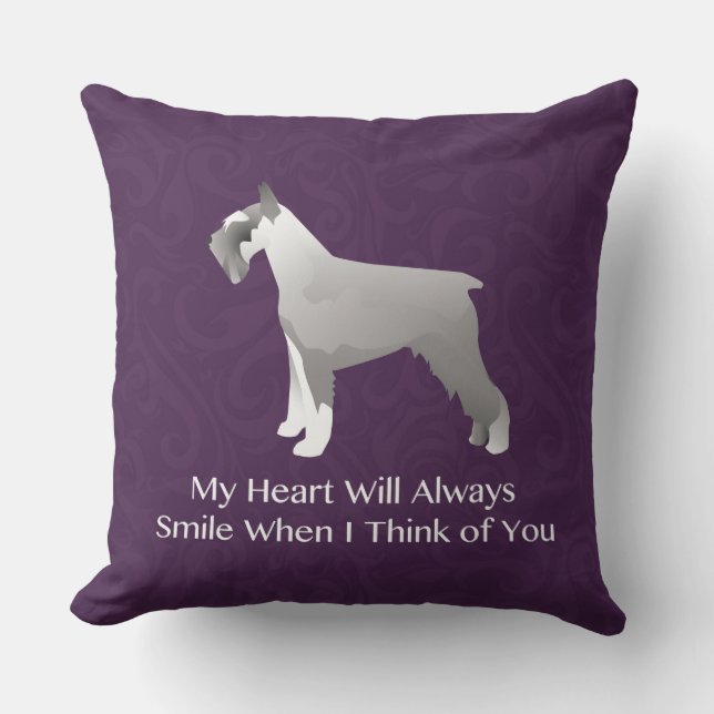 Schnauzer Thinking of You Design Throw Pillow (Front)