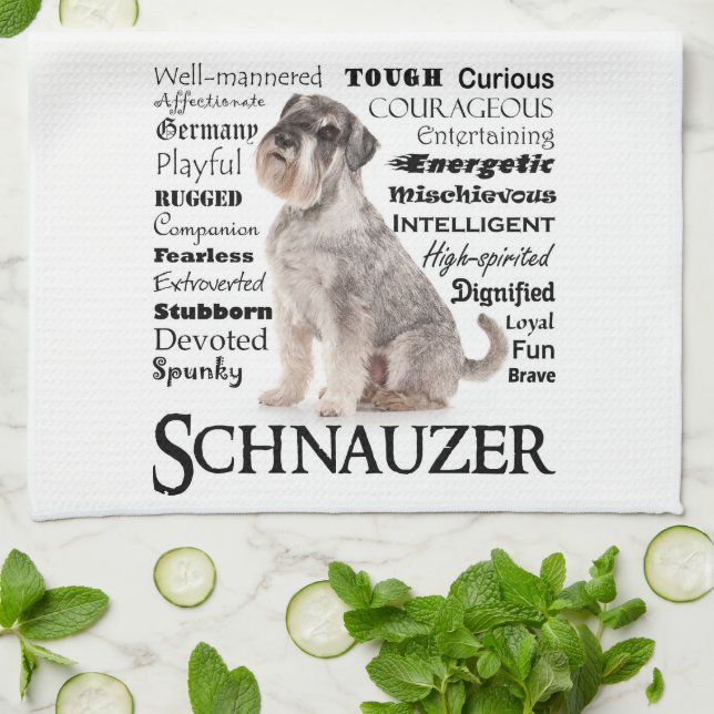 Schnauzer Traits Kitchen Towel (Folded)