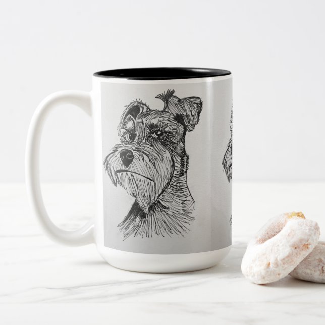 Schnauzer Two-Tone Coffee Mug (With Donut)