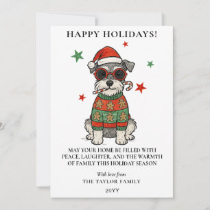 Schnauzer Ugly Sweater Christmas Dog Candy Cane Holiday Card