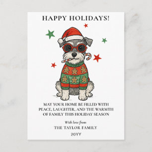 Schnauzer Ugly Sweater Christmas Dog Candy Cane Holiday Postcard