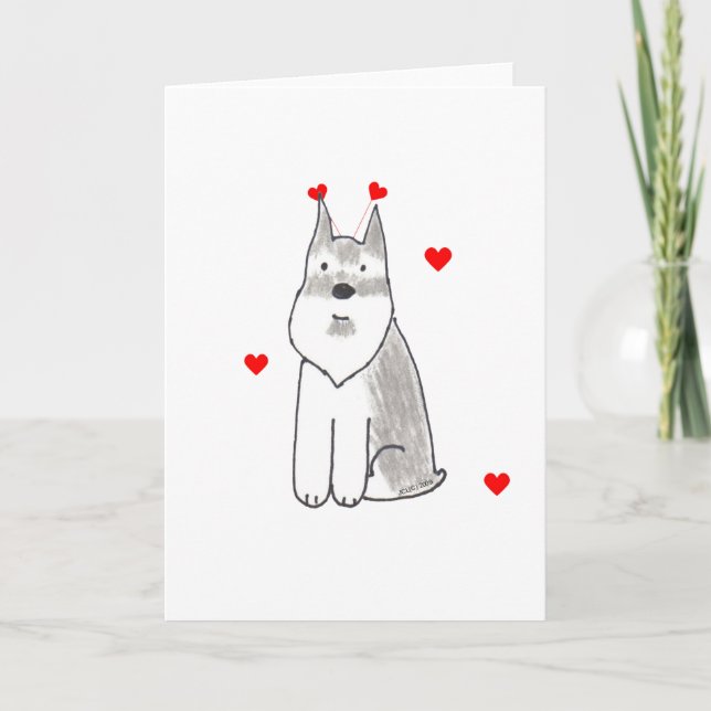 Schnauzer Valentine Ears Holiday Card (Front)