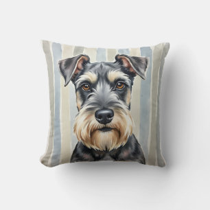 Schnauzer Watercolor Brush Stroke Art Throw Pillow
