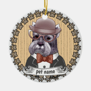 Schnauzer wearing Glasses Ceramic Ornament