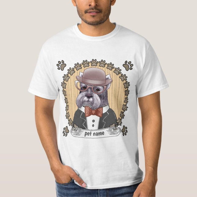 Schnauzer wearing Glasses T-Shirt (Front)