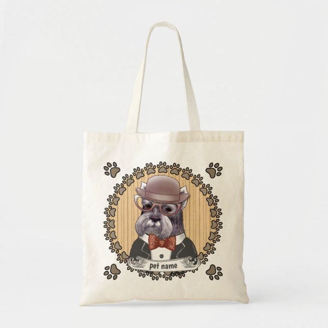Schnauzer wearing Glasses Tote Bag (Front)