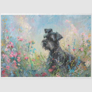 Schnauzer Wildflowers Decoupage Tissue Paper