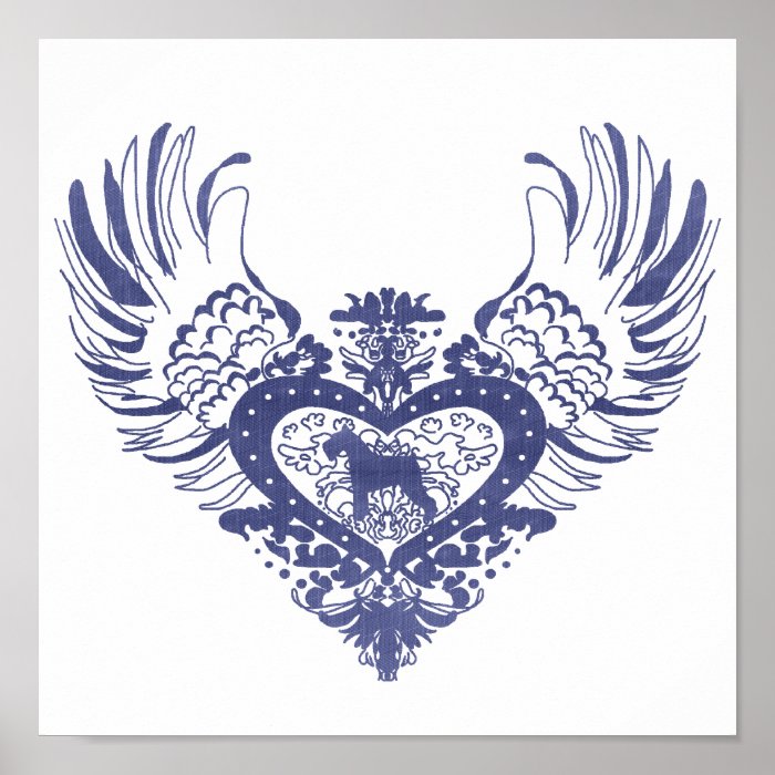 Schnauzer Winged Heart Posters