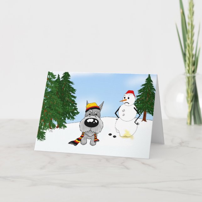 Schnauzer Winter Scene Holiday Card (Front)