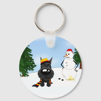 Schnauzer Winter Scene Keychain
