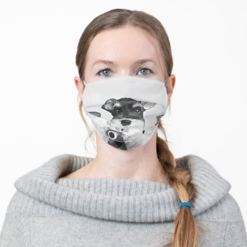 Schnauzer with Camera Adult Cloth Face Mask