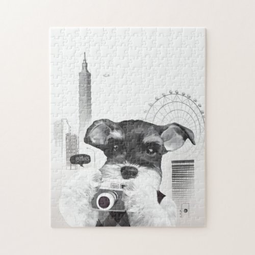 Schnauzer with Camera Jigsaw Puzzle