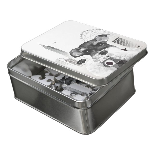 Schnauzer with Camera Jigsaw Puzzle (Lid Open)