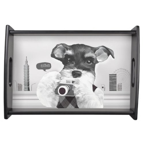 Schnauzer with Camera Serving Tray