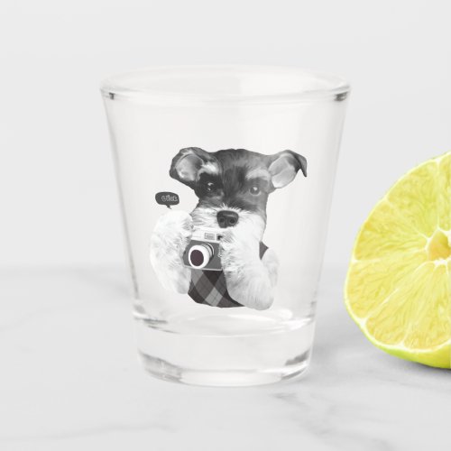 Schnauzer with Camera Shot Glass