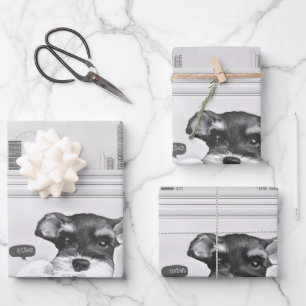 Schnauzer with Camera Wrapping Paper Sheets