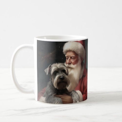 Schnauzer With Santa Claus Festive Christmas Coffee Mug