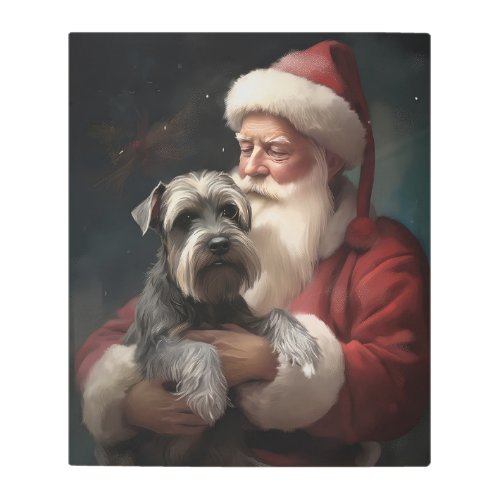 Schnauzer With Santa Claus Festive Christmas Metal Print