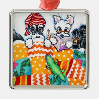 Schnauzers And Snoozes Metal Ornament by offleashart at Zazzle