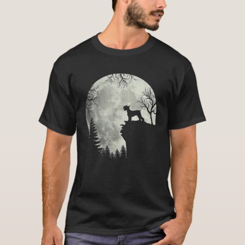 Schnauzers Dog With Moon Halloween T_Shirt