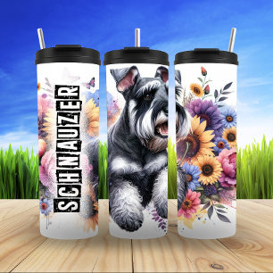 Schnauzer's Floral Frolic Thermal Tumbler