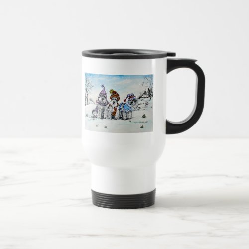Schnauzers in Winter Travel Mug