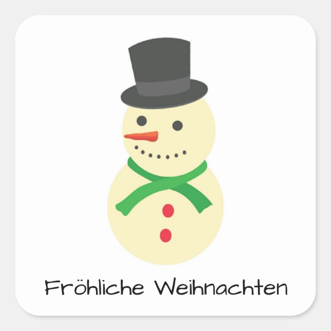 Schneemann Fröhliche Weihnachten Square Sticker (Front)