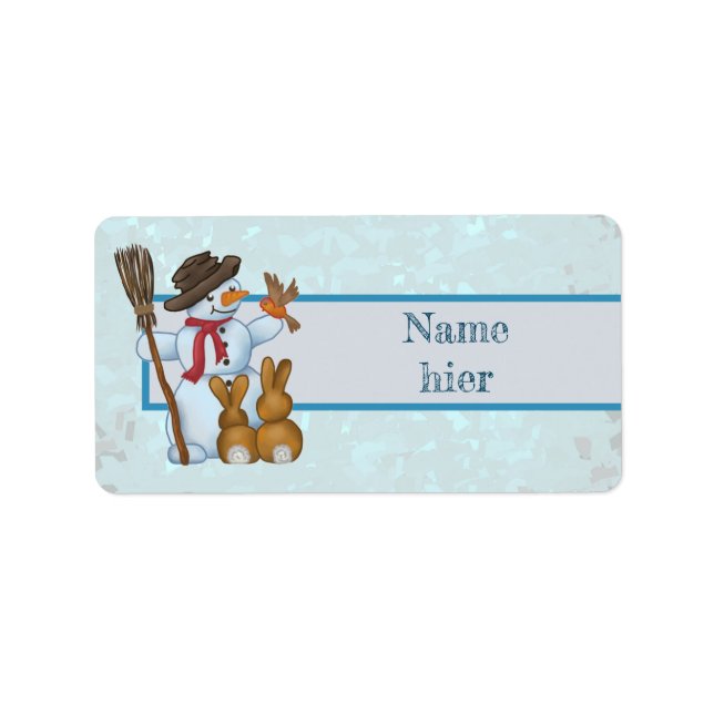 Schneemann mit Tieren Label (Front)