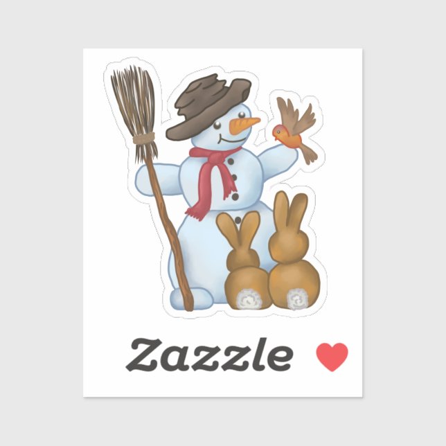 Schneemann mit Tieren Sticker (Sheet)