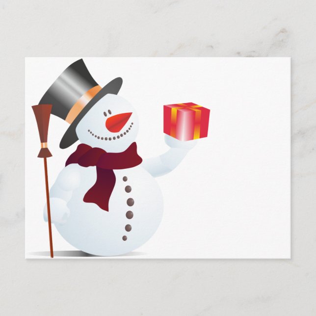 Schneemann / Snowman for Christmas / X-mas Holiday Postcard (Front)
