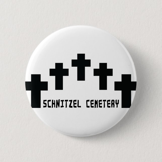 schnitzel cemetery cross pinback button (Front)