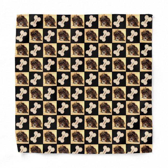 Schnoodle And Bone Black Bandana Personalized (Front)