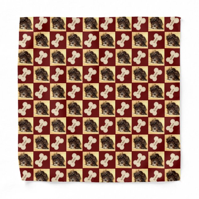 Schnoodle And Bone Personalized Burgundy Bandana (Front)